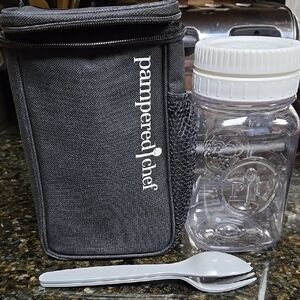 Pampered Chef Black Insulated Bag with Clear Jar